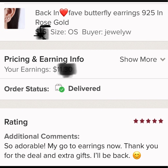 1 left. 5⭐️ butterfly earrings 925 In Rose Gold - Picture 4 of 4